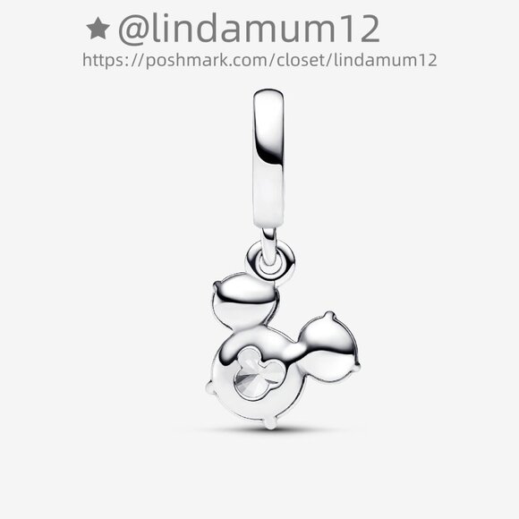 Pandora Disney Mickey Mouse Sparkling Head Silhouette Dangle Charm - Picture 2 of 5